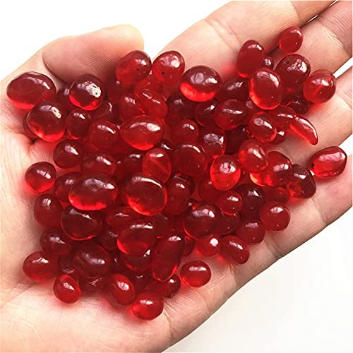 RVBLRDSE 50g K5 Red Glass Gravel Coloured Glaze Crystal Buddha Aquarium Fish Tank Vase Stones 8-12mm Natural Quartz Crystals Crystal Specimen