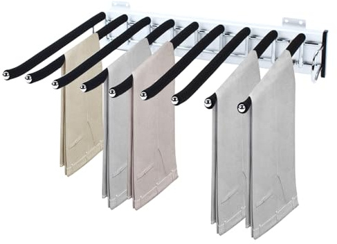 Hosenauszug Hosenhalter HosenbüGel Ausziehbar SchrankzubehöR Ausziehbarer Neu Stahl KleiderbüGel FüR 9Hosen Kleiderschrank Schrankauszug Auszug Hosen HäNger HosenbÜGel Edelstahl (Rechte Seitenmontage)