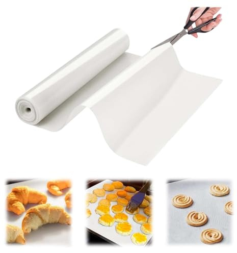 MINZHI Silikon bakmatta rulle, 30 cm x 244 cm, Vit, Halkfri, Hantverksmatta, Silikon, Ugnsfast, Mikrovågsduglig