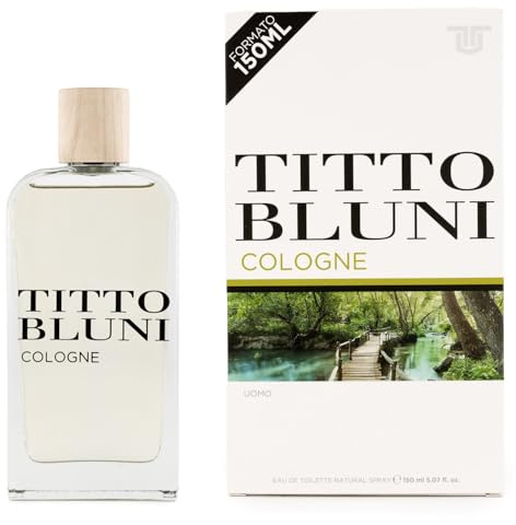 TITTO BLUNI - Cologne Uomo 150 ml, Colonia Hombre, Perfume Formato Spray, Eau de Toilette Natural y Masculina, Aroma Amaderado y Aromático, Fragancia Intensa y de Larga Duración