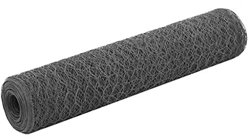 ShGaxin Drahtzaun Stahl mit PVC-Beschichtung 25x0,75 m Grau, Maschendrahtzaun, Gartenzaun, Hühnerzaun, Hundezaun, Hasendraht, Draht Zaun 143278