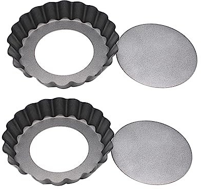 FUNOMOCYA 2stücke Runde Mini-backbleche Aus Hochwertigem Karbonstahl Antihaftbeschichtet Zum Backen Von Brotkuchen Pro Abnehmbarer Boden Leicht Zu Reinigen Und Spülmaschinengeeignet