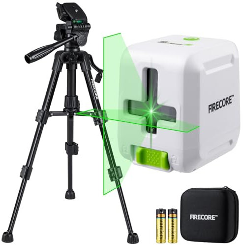 Firecore Kreuzlinienlaser mit Stativ, Laser Wasserwaage mit Stativ 65CM, grüner selbstnivellierendes Linienlaser zum Aufhängen von Bildern, Fliesen, Bauprojekten, Batterie und Tragetasche inklusive