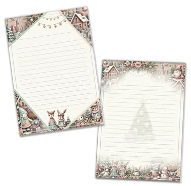 2 bunte Schreibblöcke liniert im Set Motivpapier Weihnachten Christmas Silvester Winter Wichtelgeschenk für Kinder Jungen Mädchen (2 Blöcke A5 mit je 25 Blättern)