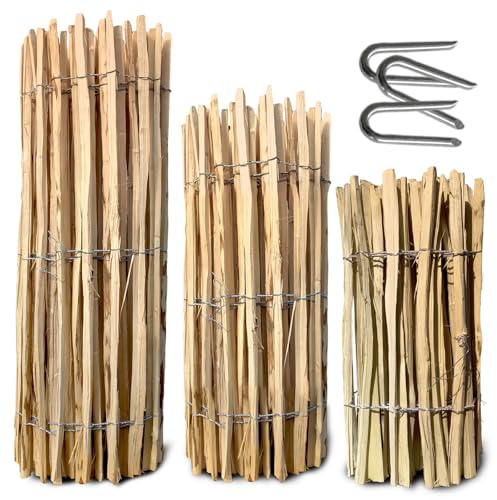 Staketenzaun Gartenzaun Holzzaun Zaunlatte Zaunrolle aus Haselnussholz Ekogarden H-120cm, Abstand-3/5cm, L-5m (80 cm / 3-5 cm / 5 m)