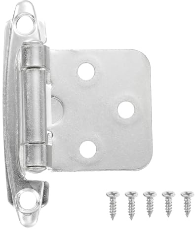 sourcing map 1/2 Inch Overlay Cabinet Hinges, 6 Pcs Self Closing Flush Mount Cabinet Door Hinges with Door Bumper for Kitchen Bathroom Cabinet Doors Furniture, Silver
