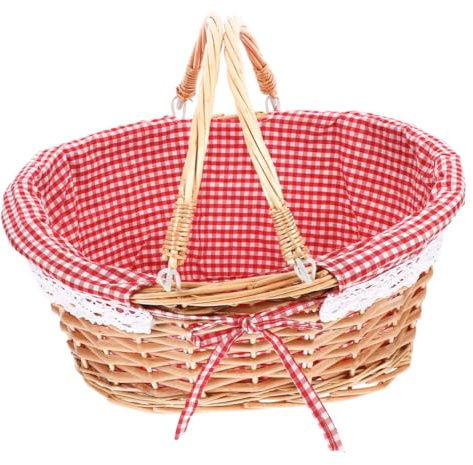 Supvox Picknickkorb Mit Griffen Picknickkorb Für Jungen Und Mädchen Pflanzkörbe Für Den Innenbereich Weidenpflanzgefäß Elegant Gewebte Aufbewahrung 32 X 25 X 14 cm