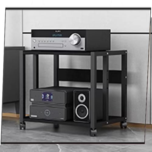 IMUNKT Armadio Audio HiFi Rack Supporto Multimediale 100cm Mobile Stereo Rack Amplificatore 4/5 Livelli Ripiano Portaoggetti Multifunzione con Ruote(Straight,2 Tier-48.5cm High)