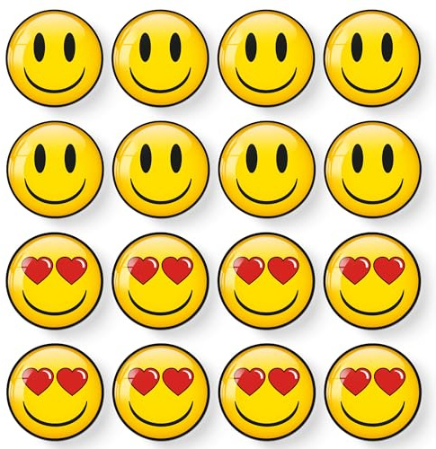 MORCART16 Stück Emoji Magnete Kühlschrankmagnete, Dekoration für Spind, Whiteboard, dekorative Magnettafel, Schränke, Klassenzimmer, Büro