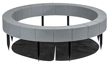 rasenTEC Baumeinfassung Baumumrandung Baumring Baumkante Rasenkante in Steinoptik (hellgrau)