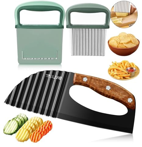 FAINCA 2 Stück Wellenschneider Edelstahl Gemüseschneider Pommesschneider mit Schutzdeckel Wellenschneider Gemüse Wellenmesser für Gemüse für Kartoffeln Karotten Gurken Salat