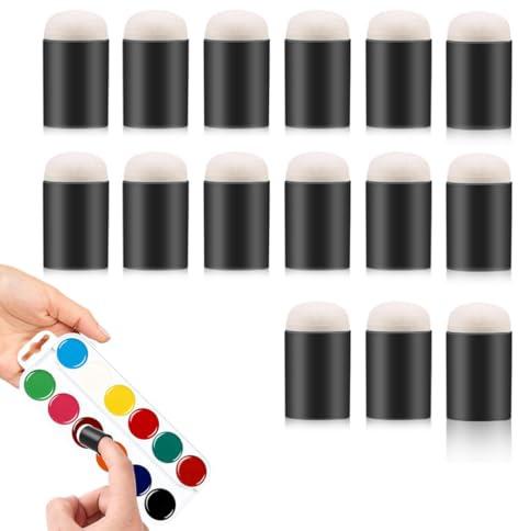 AOEVUIR 15 Esponjas para Dedos Aplicador de Esponja para Pintar Daubers de Esponja para Hacer Tarjetas y Bricolaje Negro
