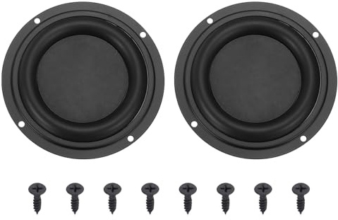 sourcing map 2 Pcs Passive Radiator 4 Inch Round Woofer Vibrating Membrane, Rubber Vibration Diaphragm Plate Subwoofer for Bass Speaker Replacement, DIY(with 8pcs Screw)