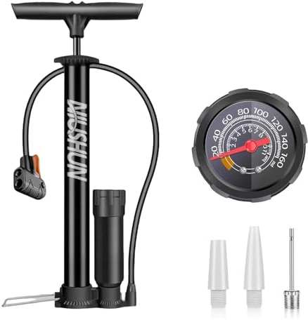 Fahrradpumpe mit Manometer, Fahrrad-Bodenpumpe, Fahrradreifenpumpe, 150 PSI Hochdruck-Fahrrad-Luftpumpe, Inflator für Rennrad, E-Bike, Mountainbike, Ball, Ballon, aufblasbare Gegenstände