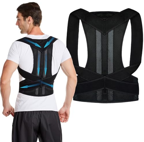 Posture correction belt for men and women, back support posture correction belt with breathable adjustable shoulder straps for improved lumbar support belt, back support to prevent hunchbacks