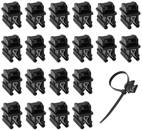 Ztolbriy Fermacavi con Clip di Base, 20 Pezzi in Plastica PA, Organizer per Gestione Cavi Professionale, Compatibile con Tubi e Cablaggi (Nero)
