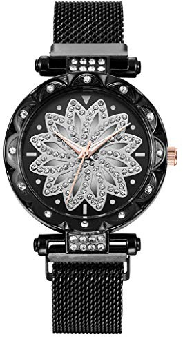 Kvinnlig kvarts kvinnor armbandsur klocka damklockor damklocka 24 timmars klocka, Svart, One Size, armband