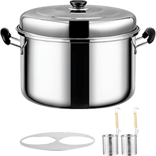 CCKUYT Pentole per Pasta, cuoci Pasta, pentola per Pasta con scolapasta, pentola per la Cottura di Pasta e Verdure in Acciaio Inox, Set di pentole per zuppa Commerciali a 2/3/4 Fori con Coperchio