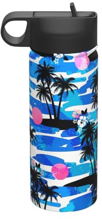 Bouilloire de sport isotherme avec impression palmier - 532 ml - Respectueux de l'environnement et polyvalent - Bouteille de voyage