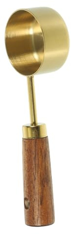 HIAKDOFT Cuchara De Café Medidora De 15 Ml Mango De Madera y Acero Inoxidable Pulido, Dosificadora Para Polvo y Leche Polvo, Apta Para Uso Cocina y Cafeterías