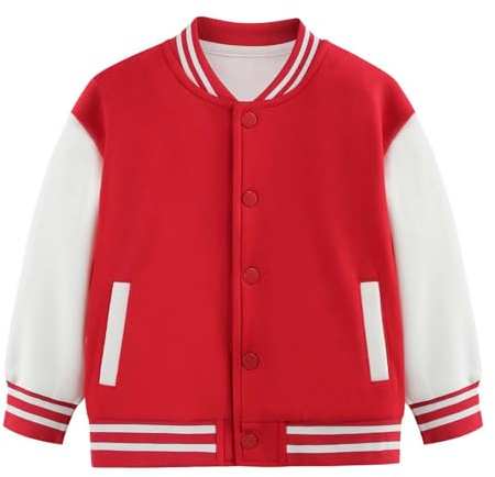 Generisch Sudadera para niños, chaqueta de invierno para niños, niñas, primavera, manga larga, bloque de color, capa de béisbol, ropa superior