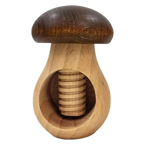 Wooden Nutcracker Mushroom - Nut Cracker Tool Crack Nuts, Nutcracker Screw Press, Manual Nut Cracking Tool for Walnuts, Hazelnuts, Pecans, Compact Wooden Kitchen Tool