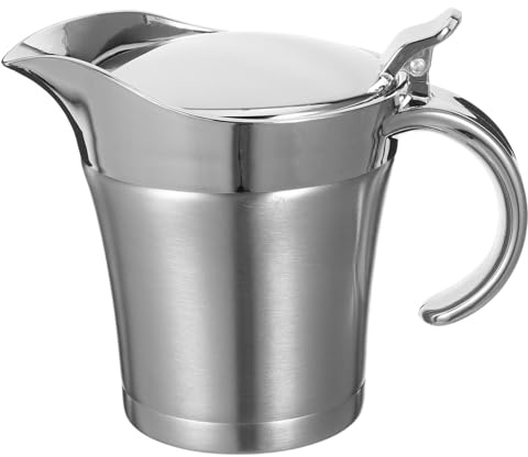 Healifty Saucière Inox Double Paroi avec Verseur Ergonomique Pot Thermique pour Sauces Chaudes pour Tables de Fête et Repas Famille