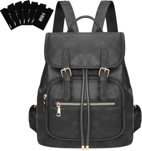 Leathario Rucksakck Damen Klein, Diebstahlsicher Cityrucksack, Mini Wasserdichtere Rucksackhandtasche,Eleganter Tagesrucksack für Büro,Pendeln,Backpack Women für Reisen Einkaufen
