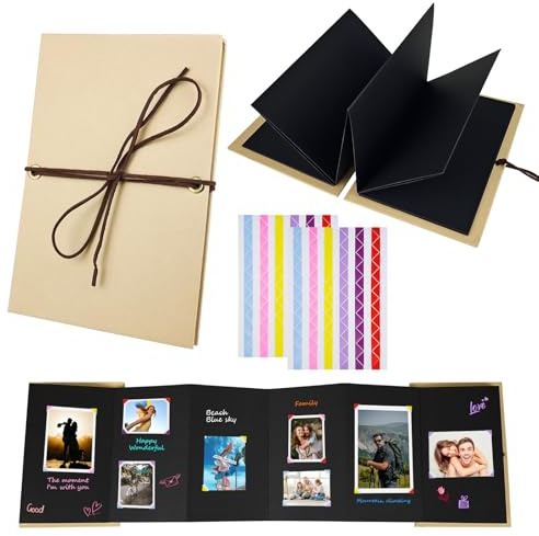 HHXUUAN Mini Fotoalbum,5 inch Fotoalbum zum Selbstgestalten, 34 Seiten DIY Leporello,Fotoalbum Klein,Album zum Selbstgestalten,als Abschluss,Hochzeit,Valentinstag,Weihnachten Geschenk.