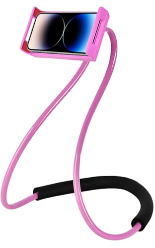 UIEXAY Supporto telefono letto,Supporto universale per smartphone, da appendere al collo, supporto flessibile per telefono cellulare, rotazione libera fai da te per molteplici funzioni (Rosa)