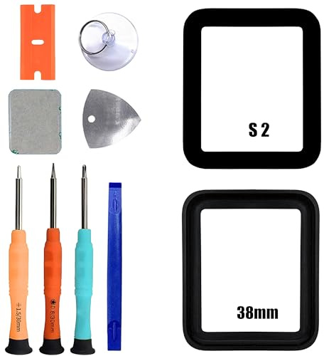 ERYNK för Apple Watch Series 2/3 38 mm display glas frontglas reparation ersättningsset [med OCA lim] [ingen LCD-skärm] med verktygssats