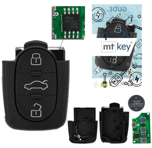 MT-KEY Funk Schlüssel Fernbedienung Sender 434MHZ kompatibel mit VW Beetle 9C Passat B5 Golf IV Bora 1 J Polo 9N 433,05MHz 1J0959753B Klappschlüssel