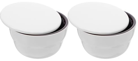 ZUNOXAZ Ciotole in Ceramica Impilabili per Espresso e Brodo con Coperchio Tazza Porcellana per Degustazione Caffè Misurazione Chicchi e Servizio Dessert Gelato
