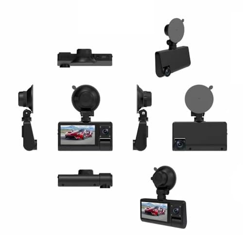 3 Channel Mirror Dash Cam Triple Car Camera with WiFi and Touch Screen, 170 Degree Wide Angle Front Cabin and Rear Recording Camcorder, 24 Hour Parking Monitor and Loop Recording