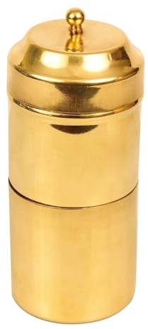 Yuktha Rasakraft Brass Coffee Filter Machine, Traditional Reusable Drip Coffee Maker for Filter Kaapi, Silver, 200ml, Lightweight with Lid (Glossy Finish)