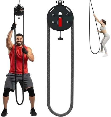 Macchina per Allenamento Con Corda Senza Fine, Attrezzatura per Allenamento Braccia Con Resistenza Regolabile, Integra Un Tirante per Fune a Puleggia, Un Trainer per Fitness E Una Macchina(Red)