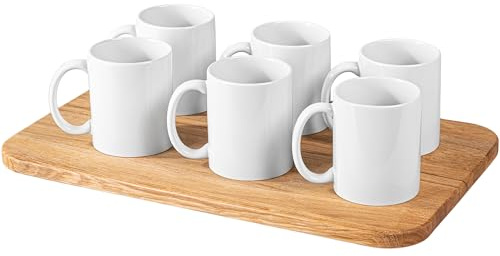 KONZEPT Kaffeebecher Set 6er – 350 ml Porzellantassen zum Bemalen, perfekt für kreative DIY-Ideen & persönliche Geschenke – weiße Keramiktassen