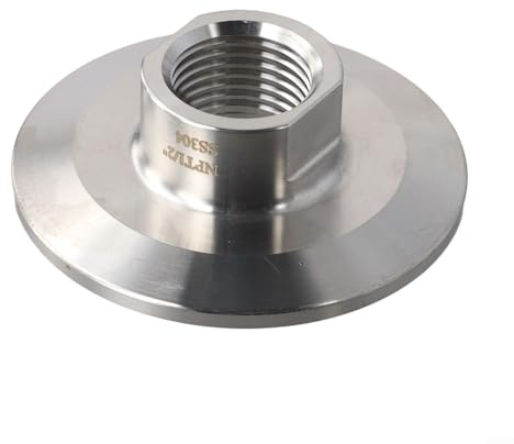 1 conector de triple abrazadera TC de 2 pulgadas con virola de 64 mm y rosca hembra NPT 12, acero inoxidable 304 para refrigeración, maquinaria y uso de bebidas