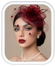 Adramata Fascinators Damen mit Perlenkette Kopfschmuck Hut für Damen | Blumen Federstirnband Hutclip Fascinators für Hochzeiten, Cocktailpartys, Teepartys,Damen Hut
