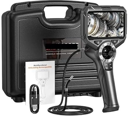 720 Degrees All Way Steering Industrial Endoscope for Car Pipe Inspection Sewer Camera Borescope with 5 Inch(S50-3.9MM-1M)