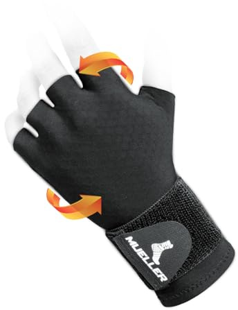 Mueller Sports Medicine Compression Glove for Men and Women, Hand & Wrist Pain Relief Support, Ideal for Carpal Tunnel, Arthritis, Fits Right or Left, Black, One Size