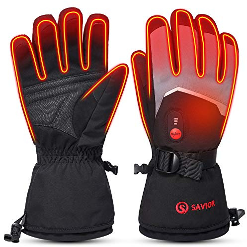 Savior Heat Guantes calefactados Manoplas Hombres Mujeres Eléctrico Batería Recargable Esquí Nieve Guantes Calientes para Invierno Motocicleta Snowboard Senderismo Ciclismo Senderismo Correr