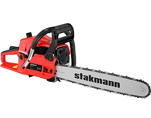 Stakmann Motosega Benzina a Scoppio Due Tempi Sega con Lama 50 cm Catena Interruttore di Sicurezza Freno Catena e Tanica Olio Taglia Rami Legna Giardino Avviamento Veloce Sistema Antivibrante (63.3CC)
