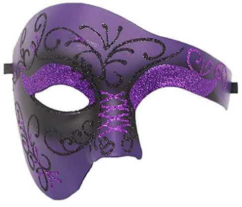 Chickwin Masque de Mascarade Masque pour Homme Vintage Fantôme de l'Opéra One Eyed Demi Masque Vénitien pour Halloween Fête Carnaval Soirée Costume