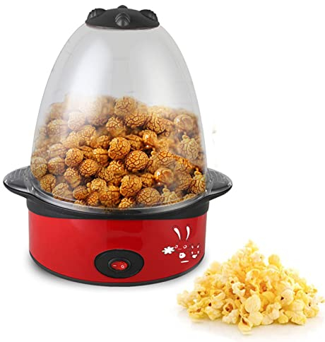 500W Máquina Eléctrica de Palomitas de Maíz de Aire Caliente, para Hacer Palomitas de Maíz y Bandeja de Fusión de Mantequilla, para el Hogar, Fiesta de Cine, Navidad, Aniversario para Niños,Rojo