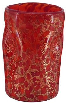 Wave Murano Glass - Tumbler in Vetro di Murano con Foglia d'Oro o d'Argento, Realizzati a Mano - Lusso Italiano per la Tua Tavola Descrizione del prodotto (rosso e oro)