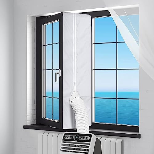 Flintronic Tissu de Calfeutrage pour Climatisation Mobiles, 300CM Joint de Fenêtre, Anti-Moustiques Étanche Portable Universel Kit de Fenêtre Portes pour Climatiseur Mobile, Sèche-Linge