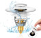 Waschbeckenstöpsel Edelstahl Pop Up Stöpsel Waschbecken 32-42mm Messing Bounce Core Push Abflussstopfen Abflussstöpsel für Badezimmer und Waschbecken Küche Mit Anti Clogging Sieb