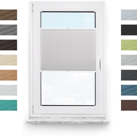 Tom'Shop Plissee nach maß, Premium Plissee mit Bohren, Sonnenschutz Plisseerollo zum Schrauben Jalousie Lichtdurchlässig und Blickdicht für Fenster & Tür Hochwertige Produkte (Höhe 150-240cm)