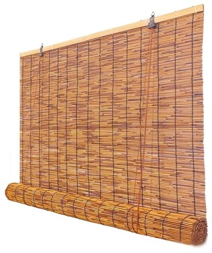 DISPRA Bambusrollo für Außen Rollo UV Schutz 160x240 80x220 120x160 90x160 Ohne Bohren Thermorollo Fensterrollo Bambusrollo, Wetterfest Innen Terrasse Balkonrollo Seitenzugrollo, LIBeOs